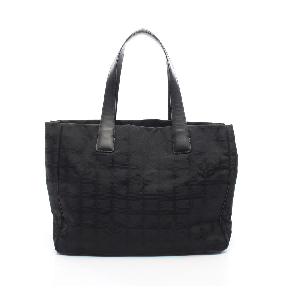 Chanel Travel Tote Bag Leather Canvas Black